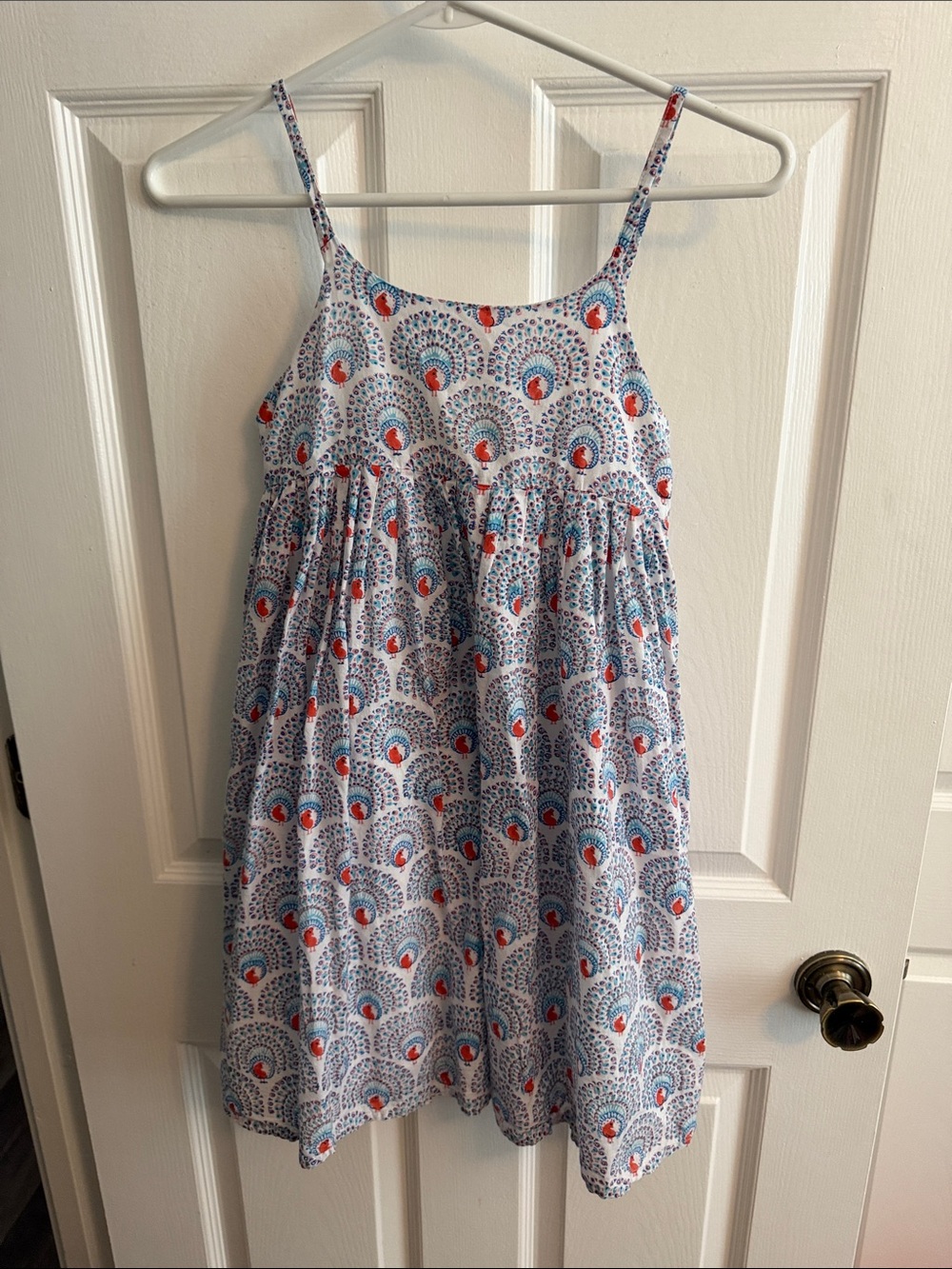 Roberta Roller Rabbit Girls Pattern Peacock 100% Cotton Dress, Lined - Size 8